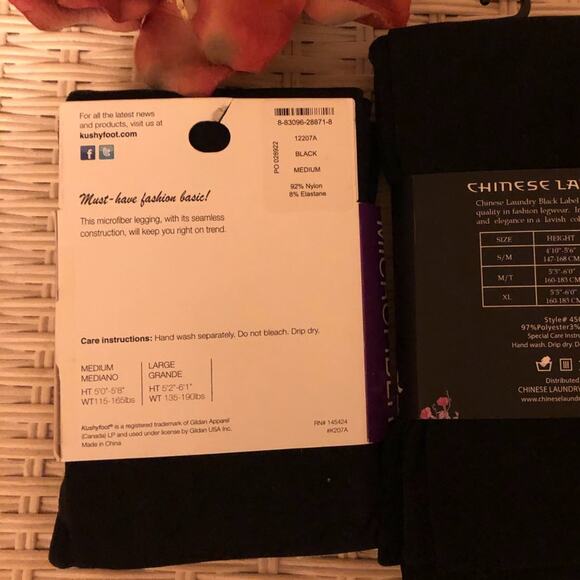 NEW Kushyfoot Black Microfiber Seamless Black Leggings Sz Medium NWT - Picture 4 of 6